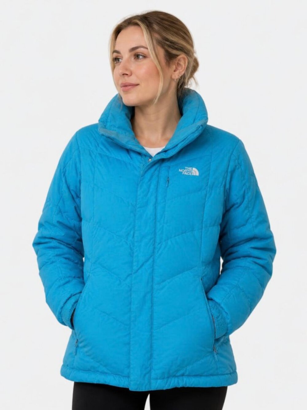 The North Face Cyan Blue Bright Ski Jacket Puffer Winter Womens Sz M Outerwear